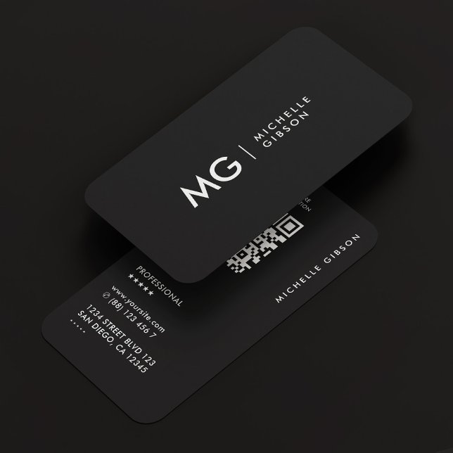 Modern Professional Minimalist Marketing Black QR Business Card (Modern Professional Minimalist Marketing Black QR Business Card
)