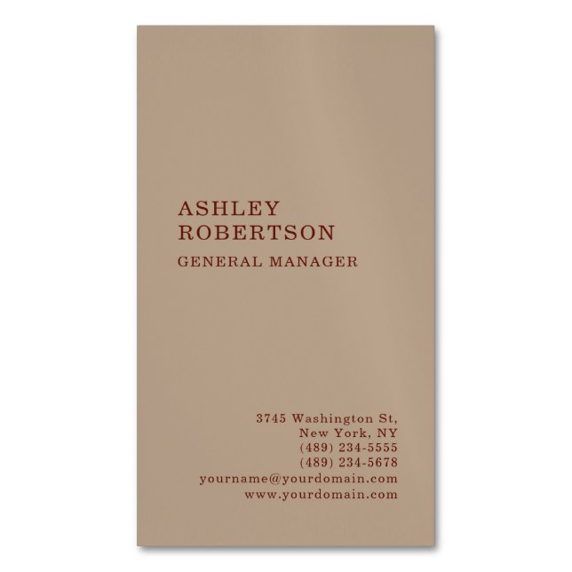 Modern Professional Minimalist Plain Magnetic Business Card (Front Vertical)