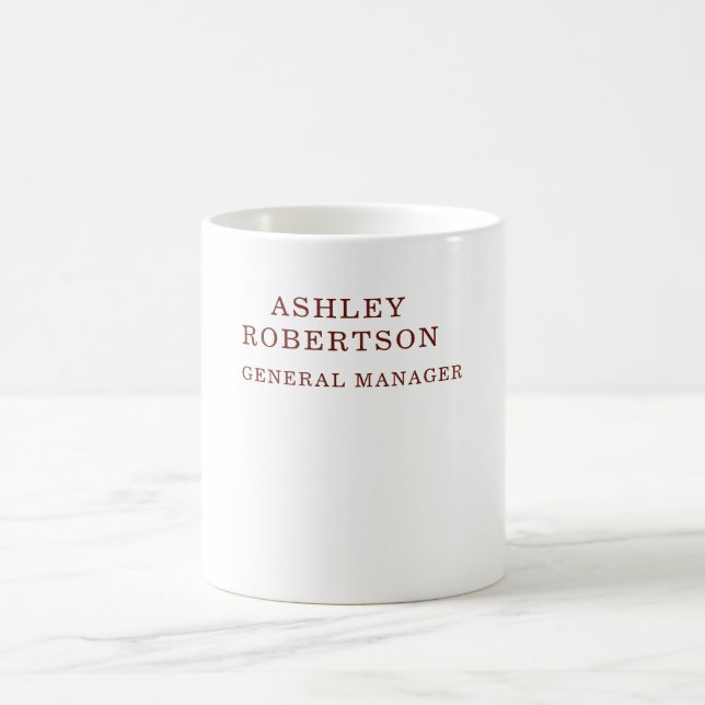 Modern Professional Minimalist Plain Own Name Coffee Mug (Center)