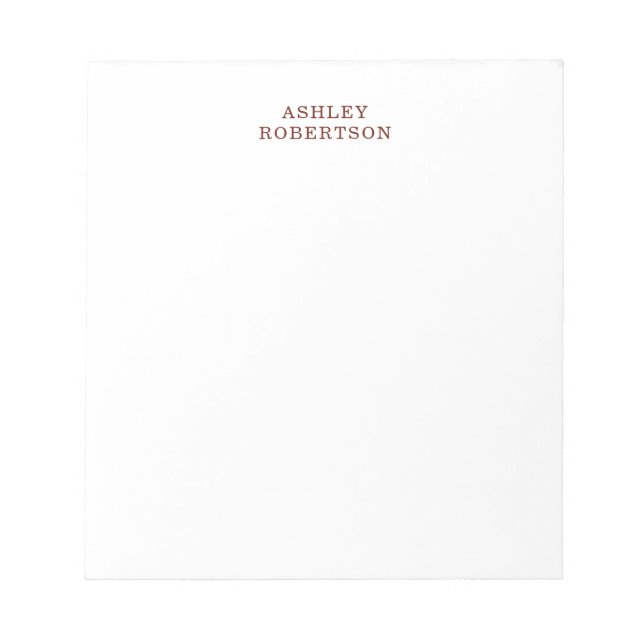 Modern Professional Minimalist Plain Own Name Notepad (Front)