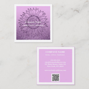 Modern Professional Minimalist QR Ombre Mandala  Square Business Card