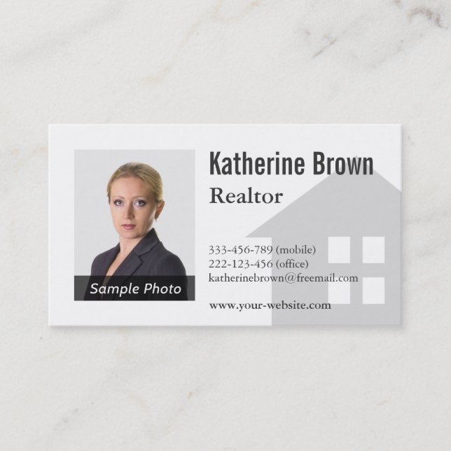 Modern Professional Minimalist Realtor Photo Business Card (Front)