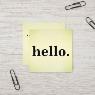 Modern Professional Minimalist Rustic Hello Square Business Card