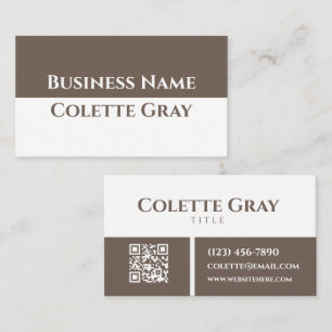 Modern Professional Minimalist Taupe White Simple Business Card