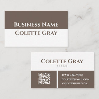 Modern Professional Minimalist Taupe White Simple Business Card