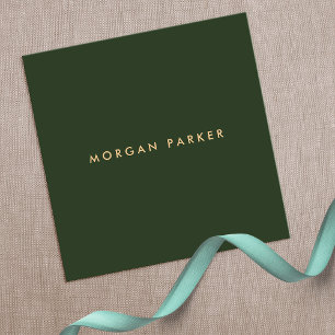 Modern Professional Minimalistic Dark Green Square Business Card