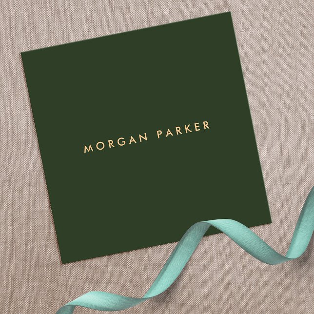 Modern Professional Minimalistic Dark Green Square Business Card (Creator Uploaded)