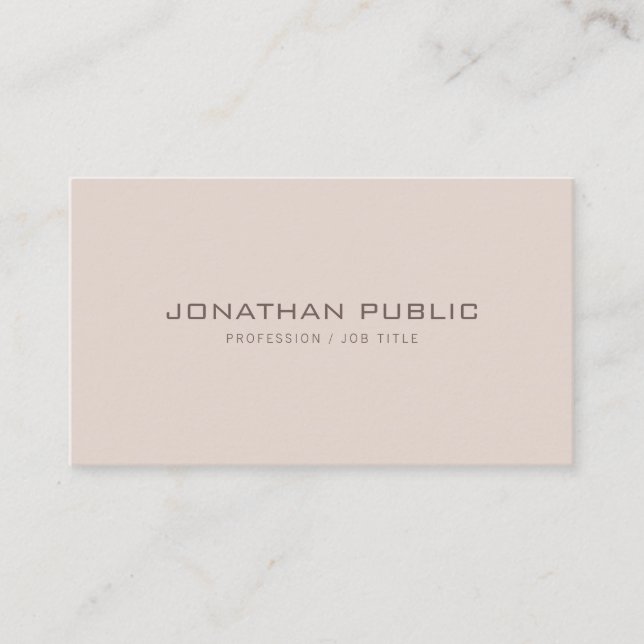 Modern Professional Minimalistic Plain Elegant Top Business Card (Front)