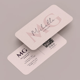 Modern Professional Monogram Aesthetic Pink Business Card