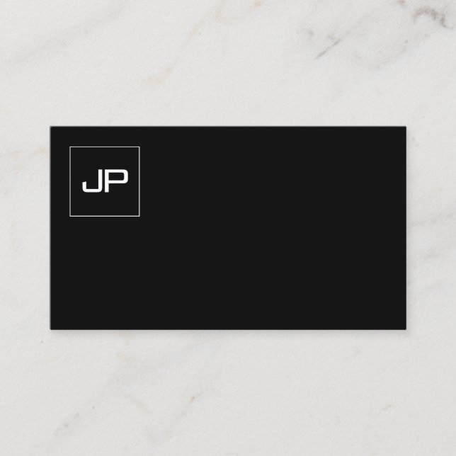 Modern Professional Monogram Black White BW Plain Business Card (Front)