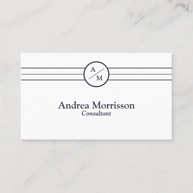 Modern Professional Monogram Business Card (Front)