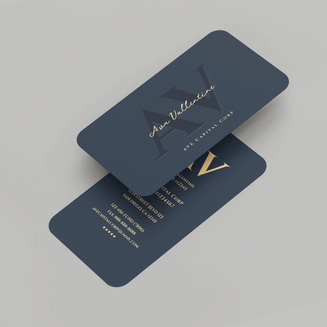 Modern Professional Monogram Dark Blue  Business Card (Modern Professional Monogram Dark Blue Business Card
)