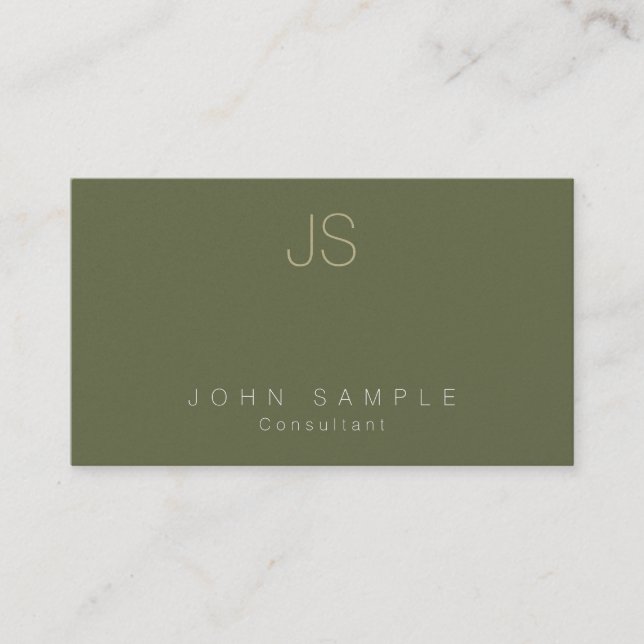 Modern Professional Monogram Pearl Finish Luxury Business Card (Front)