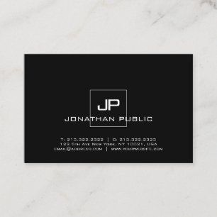 Modern Professional Monogrammed Black White Chic Business Card