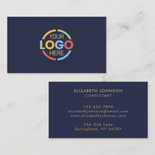Modern Professional Navy Blue Company Logo Busines Business Card