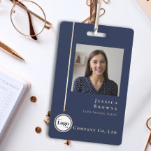 Modern Professional Navy Gold Photo Logo QR code