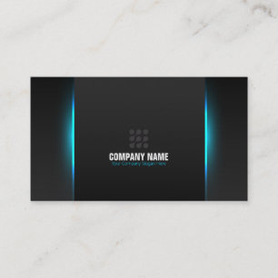 Modern Professional Neon Light Blue Business Card