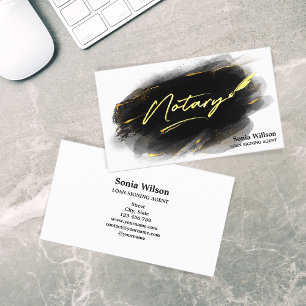 Modern Professional Notary Loan Signing Agent Gold Business Card
