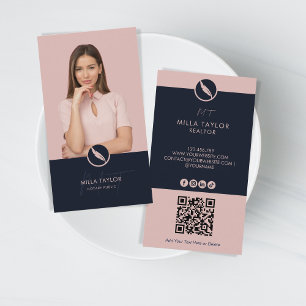 Modern Professional Notary Public Photo QR Code Business Card