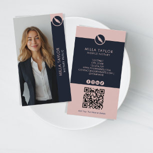 Modern Professional Notary Public Photo QR Code Business Card