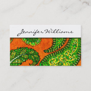 Modern Professional Orange Paisley Business Cards