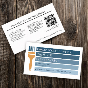 Modern Professional Painting Service QR Code  Business Card