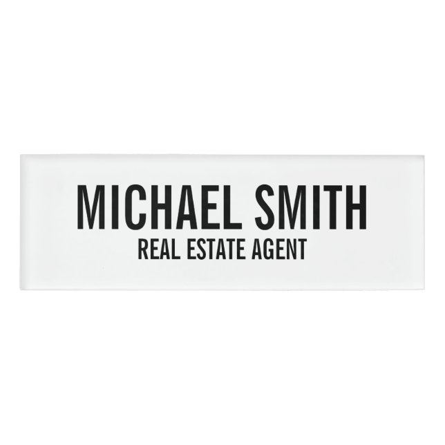 Modern Professional Personalised Name Tag (Front)