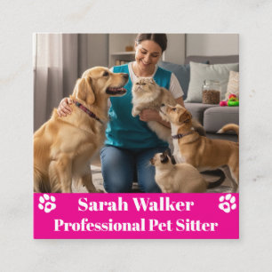 Modern & Professional Pet Sitter  Square Business Card
