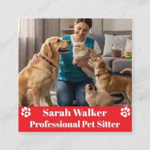 Modern & Professional Pet Sitter Square Business Card