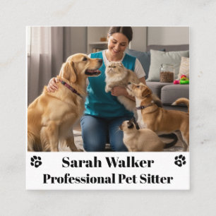 Modern & Professional Pet Sitter  Square Business Card