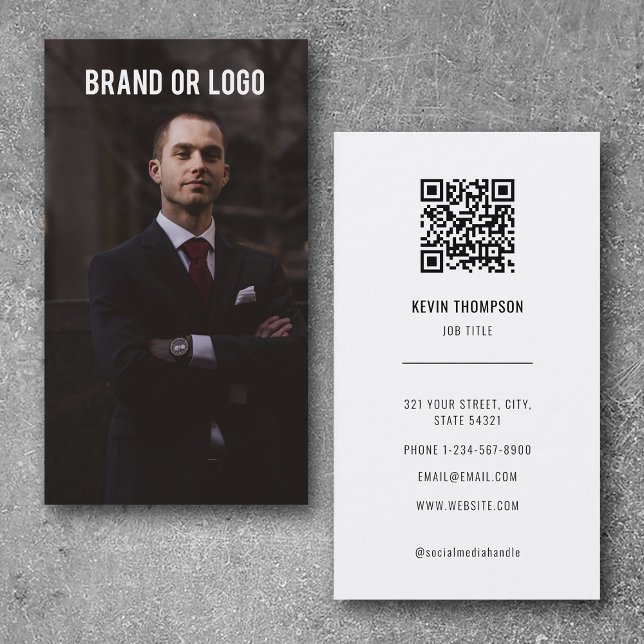 Modern Professional Photo Business Logo QR Code Card (Modern Professional Photo Business Logo QR Code Business Card)