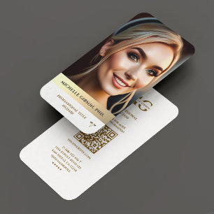 Modern Professional Photo Elegant White Gold Business Card