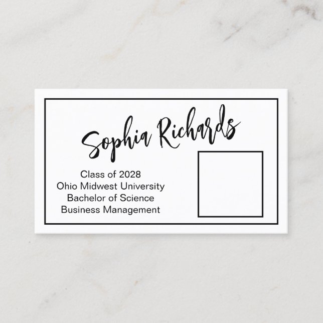 Modern Professional Photo Graduate Introduction  Business Card (Front)