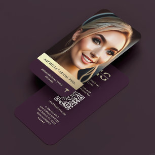 Modern Professional Photo Luxury Purple Gold Business Card