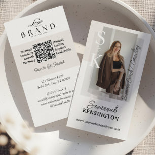 Modern Professional Photo Monogram & Logo QR Code Business Card