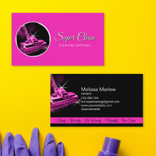 Modern Professional Pink House Cleaning Service Business Card