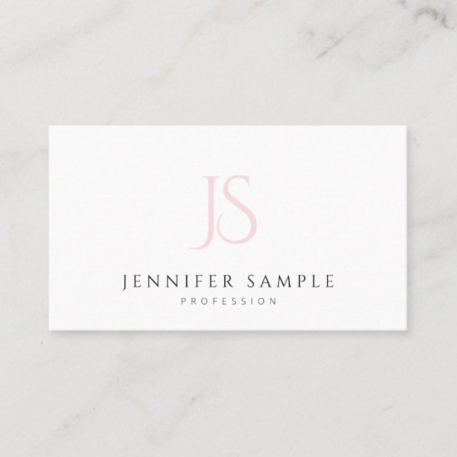 Modern Professional Pink Monogram Elegant Simple Business Card (Front)