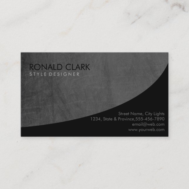 Modern Professional Plain Black Grey SimpleElegant Business Card (Front)
