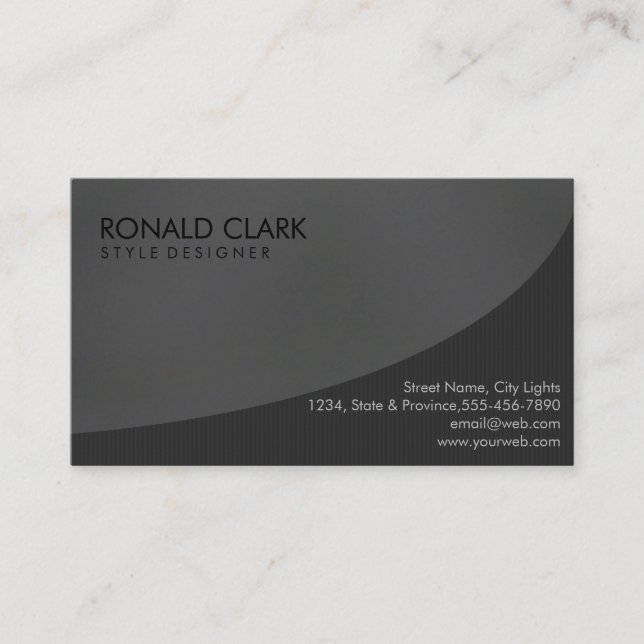 Modern Professional Plain Black Grey SimpleElegant Business Card (Front)