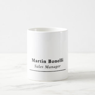 Modern Professional Plain Black & White Name Title Coffee Mug
