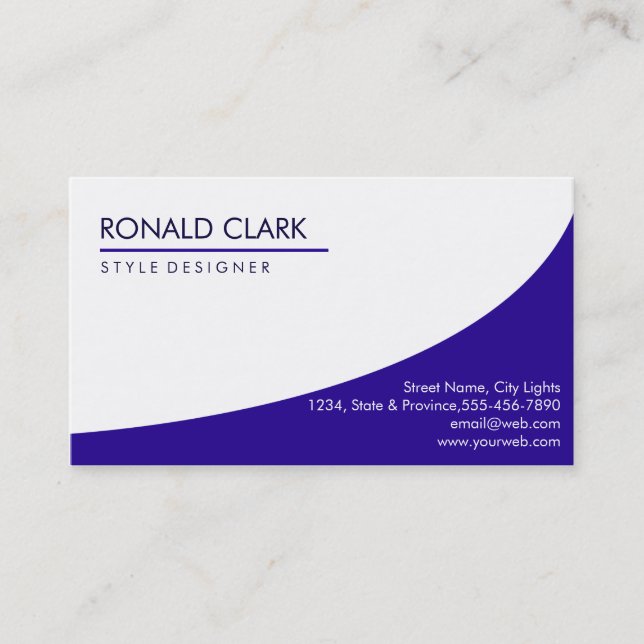 Modern Professional Plain Blue Automative Business Card (Front)