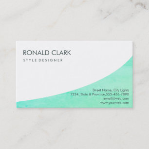 Modern Professional Plain Blue White Simple Teal Business Card