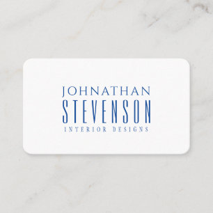 Modern Professional Plain White and deep Blue Business Card
