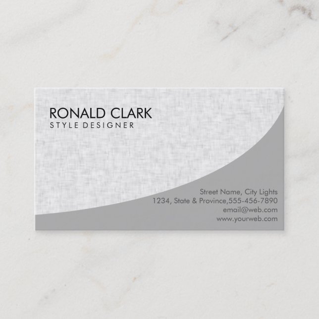 Modern Professional Plain White Grey Simple Business Card (Front)