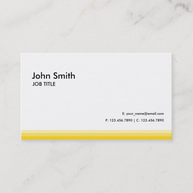 Modern Professional Plain Yellow Business Card (Front)