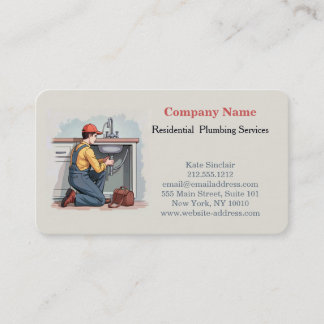 Modern Professional Plumbing Plumber Service Business Card