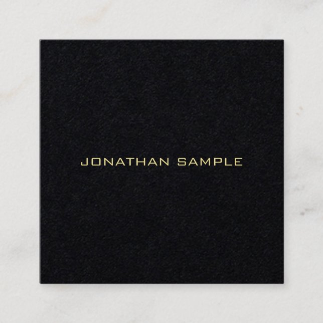 Modern Professional Premium Black Gold Name Text Square Business Card (Front)