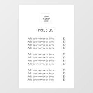 Modern Professional Price List Business Logo