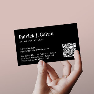 Modern Professional QR Code Black Business Card