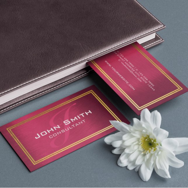 Modern Professional Raspberry Pink Gold Foil Frame Business Card (Creator Uploaded)